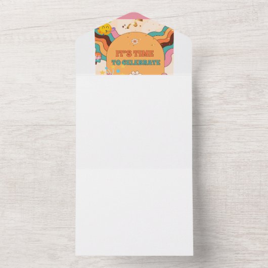 🎉 Ende des Schuljahres mit Retro Vibes und Freude All In One Einladung (Innen)