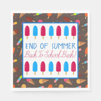 Ende des Sommers Ice Pop und Eiscreme Muster Party Serviette