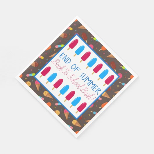 Ende des Sommers Ice Pop und Eiscreme Muster Party Serviette (Ecke)