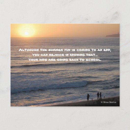 Ende des Sommers & Kinder kehren zur Schule zurück Postkarte (Vorderseite)