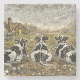 Ende-des-Tages-Kühe Whimsical Farmhouse-Kuh Vintag Steinuntersetzer