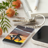 Ende des Weges mit Sonnenuntergang Schlüsselanhänger (Vorderseite rechts)