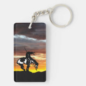 Ende des Weges mit Sonnenuntergang Schlüsselanhänger (Rückseite)