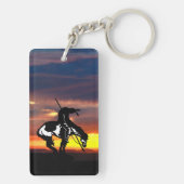 Ende des Weges mit Sonnenuntergang Schlüsselanhänger (Rückseite)