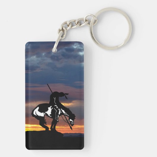 Ende des Weges mit Sonnenuntergang Schlüsselanhänger (Rückseite)