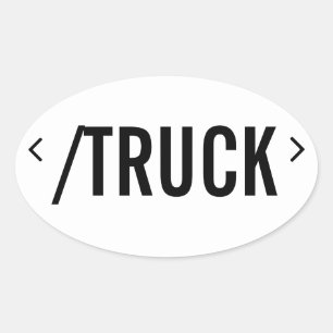 Ende/Rückseite von Truck, HTML-Stil! Ovaler Aufkleber