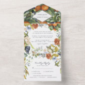 Ende Sommer Citrus Floral | Botanische Hochzeit All In One Einladung (Innen Boden)