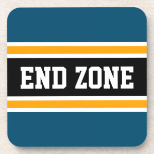 ENDE ZONE Aquamarine, blaugelbe schwarze Streifen Getränkeuntersetzer