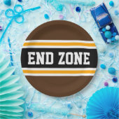 ENDE ZONE Athletic Brown Yellow Football Strips Pappteller (Party)