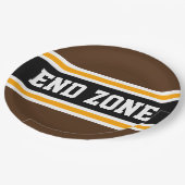 ENDE ZONE Athletic Brown Yellow Football Strips Pappteller (Schrägansicht)