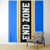 ENDE ZONE Bright Blue Black Yellow Racing Stripes Wandteppich (Beispiel)