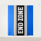 ENDE ZONE Bright Blue Black Yellow Racing Stripes Wandteppich (Vorderseite)