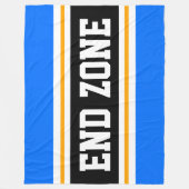 ENDE ZONE Bright Blue Yellow Black Football Strips Fleecedecke (Vorderseite)