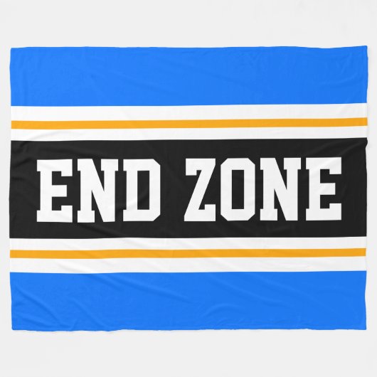 ENDE ZONE Bright Blue Yellow Black Football Strips Fleecedecke (Vorderseite (Horizontal))