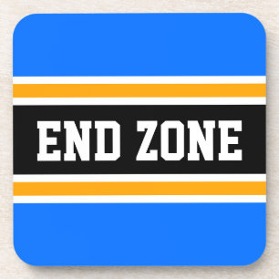 ENDE ZONE Bright Blue Yellow Black Football Strips Getränkeuntersetzer