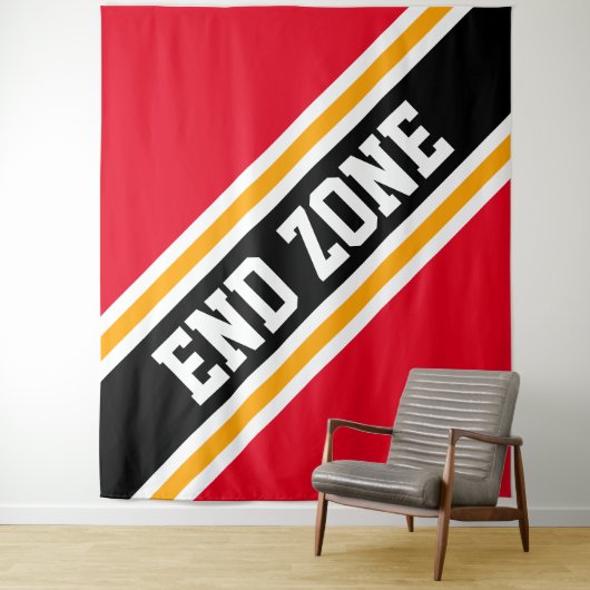 ENDE ZONE Bright Sporty Red Black Slant Streifen Wandteppich (Beispiel)
