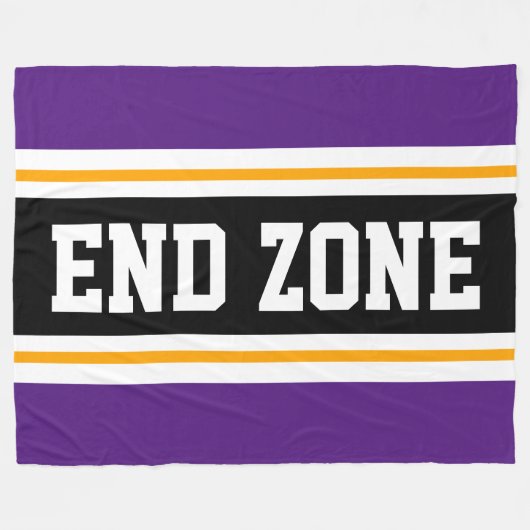 ENDE ZONE Fett Lila-Gelbe schwarze Fußballstreifen Fleecedecke (Vorderseite (Horizontal))