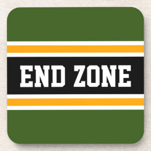 ENDE ZONE Forest Green Yellow Black Sports Stripes Getränkeuntersetzer
