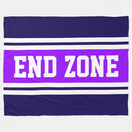 ENDE ZONE Helle Lila Navy White Football Strips Fleecedecke (Vorderseite (Horizontal))