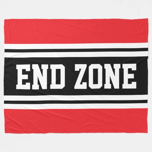 ENDE ZONE Helle Red Schwarz-weiß Football Strips Fleecedecke (Vorderseite (Horizontal))