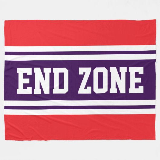ENDE ZONE Hellrot Lila weiße Fußballstreifen Fleecedecke (Vorderseite (Horizontal))