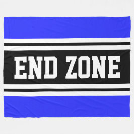 ENDE ZONE Royal Blue Schwarz-weiß Football Strips Fleecedecke