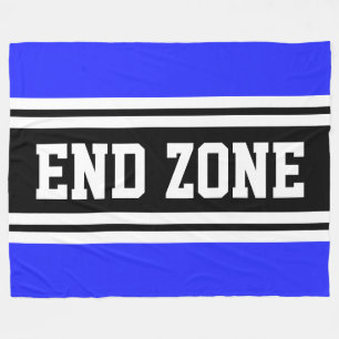 ENDE ZONE Royal Blue Schwarz-weiß Football Strips Fleecedecke