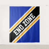ENDE ZONE Royal Blue Yellow Black Slant Streifen Wandteppich (Vorderseite)