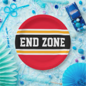 ENDE ZONE Spaß Helle Red Black Football Streifen Pappteller (Party)