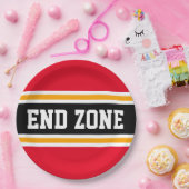 ENDE ZONE Spaß Helle Red Black Football Streifen Pappteller (Party)