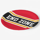 ENDE ZONE Spaß Helle Red Black Football Streifen Pappteller (Schrägansicht)