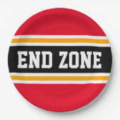 ENDE ZONE Spaß Helle Red Black Football Streifen Pappteller (Vorderseite)