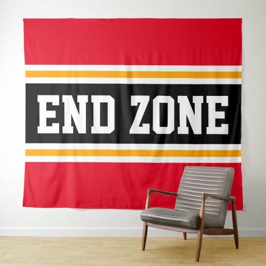 ENDE ZONE Sporty Bright Red Black Yellow Strips Wandteppich (Beispiel (Horizontal))