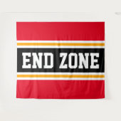 ENDE ZONE Sporty Bright Red Black Yellow Strips Wandteppich (Vorderseite (Horizontal))