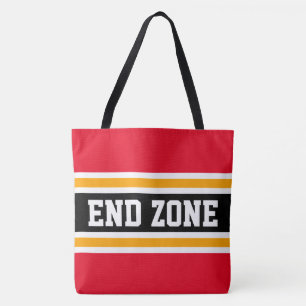ENDE ZONE Sporty Bright Red Gelb Black Stripes Tasche