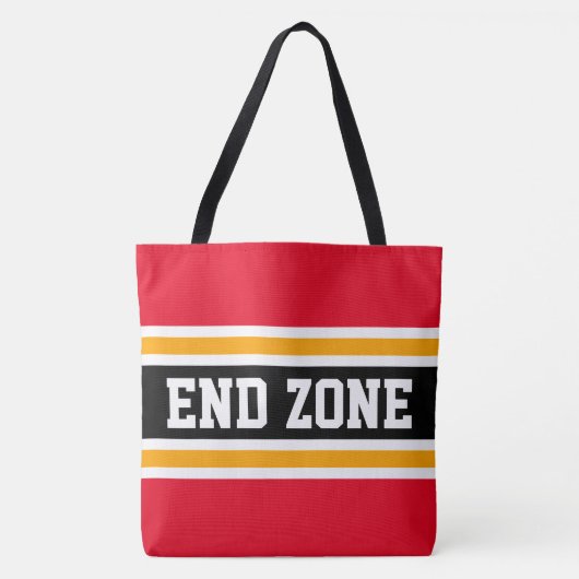 ENDE ZONE Sporty Bright Red Gelb Black Stripes Tasche (Vorderseite)