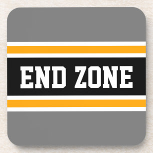 ENDE ZONE Sporty Grey Yellow Black Strips Getränkeuntersetzer