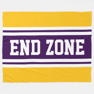 ENDE ZONE Tief Lila Orange White Football Stripes Fleecedecke