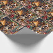 Endearing Basset Hound Dog with Christmas Wreath Geschenkpapier (Ecke)
