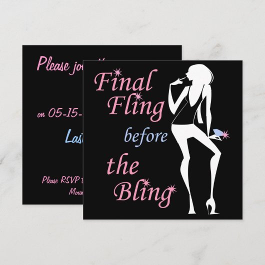 Endflug vor dem Bling Einladung (Vorne/Hinten)