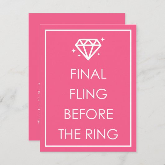 Endflug vor dem Ring-Junggeselinnen-Abschied Einladungspostkarte (Vorne/Hinten)