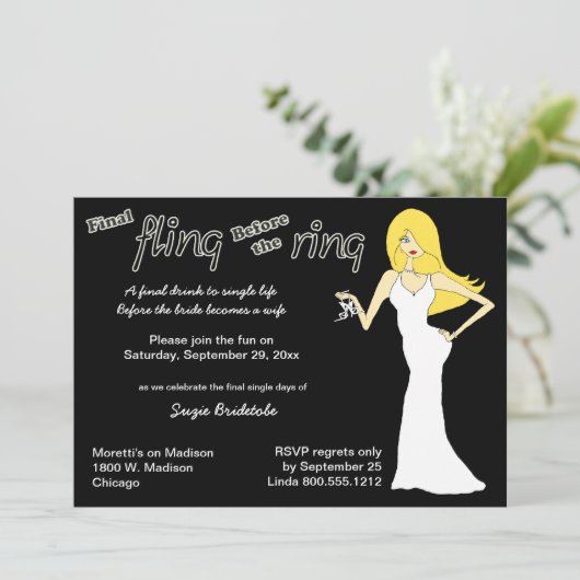 Endflug vor der Blondine Einladung (Stehend Vorderseite)