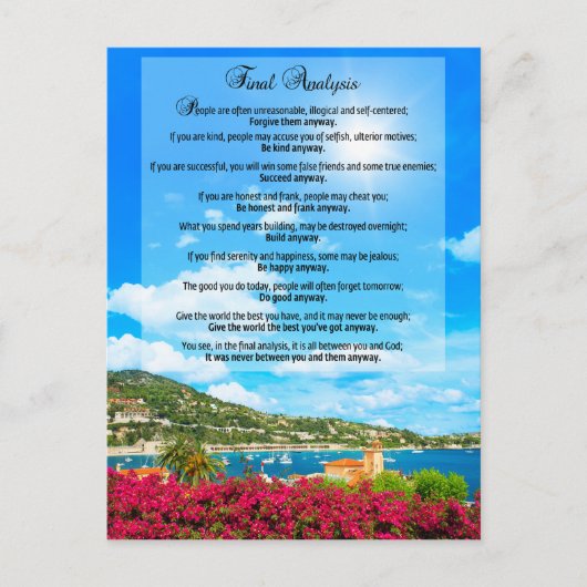 Endgültige Analyse: "Do it Anyway" Postkarte (Vorderseite)