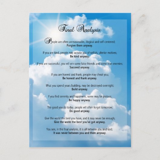 Endgültige Analyse: "Do it Anyway" Postkarte (Vorderseite)