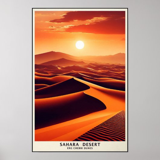 Endless Dunes Of Erg Chebbi, Morocco Poster (Vorne)