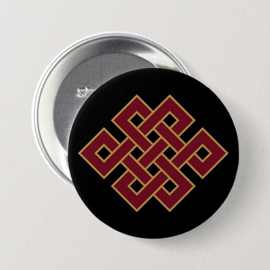 Endless Knot Buddhist Auspicious Symbol Button (Vorne & Hinten)