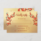 Endless Knot Cream Tibetisch Hochzeit RSVP Karte (Vorne/Hinten)