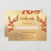 Endless Knot Cream Tibetisch Hochzeit RSVP Karte (Vorne/Hinten)