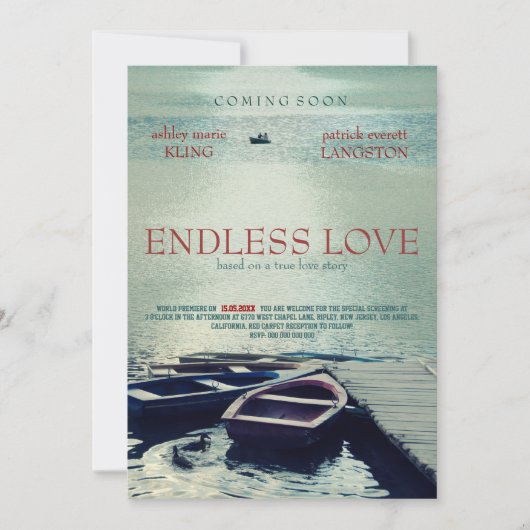 ENDLESS LIEBE Poster Filmstil Einladung (Vorderseite)