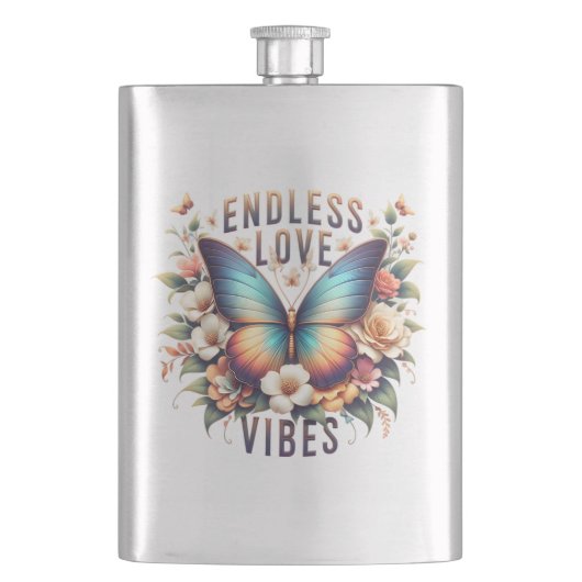 Endless Love Vibes Schmetterling Art-96281 Flachmann (Vorderseite)